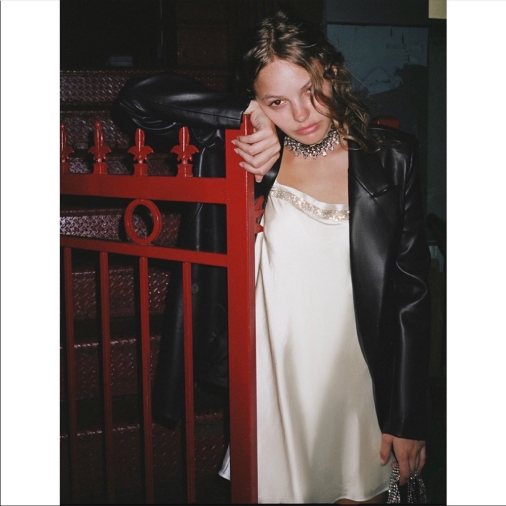 Zara | SATIN EFFECT JEWEL DRESS 🤍🖤